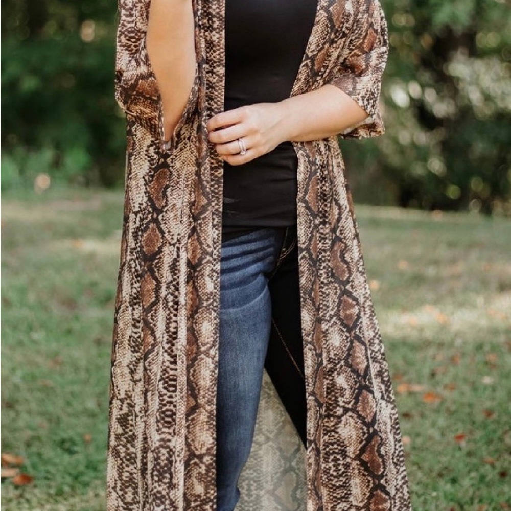 Crazy Train Python Snake Print Sheer Duster Kimon… - image 4